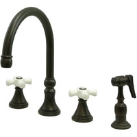 Kingston Brass Ks2795Pxbs Governor Widespread Kitchen Faucet, 8-1/4"" Spout Reach, Oil Rubbed Bronze