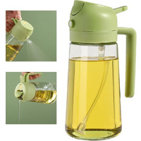 Olive Oil Sprayer Mister For Cooking,Olive Oil Dispenser Bottle 2 In 1,17Oz Oil Mister Spray Bottle,Premium Glass Oil Spritzer Bottle For Kitchen Air Fryer,Baking,Salad,Grilling,Bbq (Green 1 Pack)