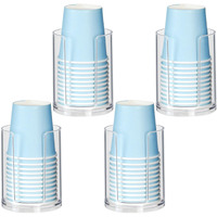 Lbting Bathroom Cup Dispenser, Small Cups Holder For 3Oz-4Oz Disposable Mouthwash Rinsing Paper Cups Storage, Compact Clear Plastic Cup Organizer For Bathroom Vanity Countertop - 4 Pack