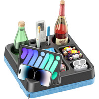 Couch Cup Holder Tray Silicone Couch Cup Holder Pillow Sofa Bed Caddy Organizer Sofa Drink Holder No Spill Portable Snack Caddy Bed Tray Remote Holder Sofa Storage For Phone Tab Pen Key Beverage Blue