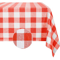 Romanstile Rectangle Plastic Tablecloth, 100% Waterproof Oil-Proof Checkered Pvc Table Cloth, Heavy Duty Vinyl Table Cover For Dining, Camping, Picnic, Outdoor - 54 X 120 Inch, Red And White