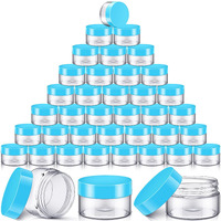 Satinior 36 Pieces Plastic Jars With Lids Round Leak Proof Airtight Container Cosmetic Small Empty Jars For Lotions Ointments Travel Toiletries Creams Make Up Storage(1 Oz,Blue)