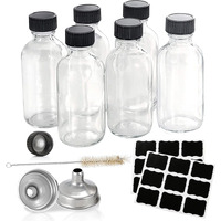 Hadatido 6Pack 2Oz Glass Bottles With Caps,Liquid Sample Bottles For Bourbon Whiskey,Liquor,Juice,Potion,Oils,Vanilla Extract,Tincture,Hot Sauce,Syrup,With Funnels,Labels,Brush,No Leakag