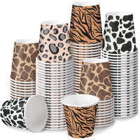 Ruspepa 3 Oz Bathroom Cups, Kids Disposable Paper Cups - 100 Pack Set Leopard Design Printed - Mini Mouthwash Rinse Paper Cups For Home Bathroom, Picnic, Bbq, Travel And Party