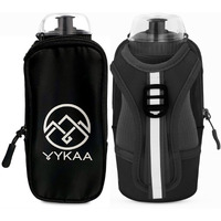 Vykaa Handheld Running Water Bottle (17Oz) | Water Bottle Phone Holder | Secure Seal & Non-Slip Rubber Grip | Phone Holder For Running | Hydration Bottle | Runners Water Bottle Hand (Black Fabric)