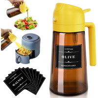Lutitasd Olive Oil Sprayer For Cooking 2 In 1, 16Oz/470Ml Non-Drip Spray Oil Dispenser For Kitchen, Food-Grade Oil Mister For Air Fryer,Baking, Grilling,Salad (Yellow)