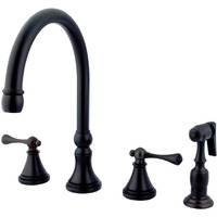Kingston Brass Governor Ks2795Blbs Widespread Kitchen Faucet, Oil Rubbed Bronze, 8-1/4 Inch In Spout Reach