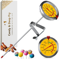 Candy Thermometer With Pot Clip - Deep Fry Oil Thermometer For Frying And Candle Making - Yellow