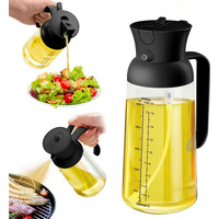 Yarramate Large Capacity 2 In 1 Oil Sprayer For Cooking With Measuring, 18Oz/550Ml Olive Oil Dispenser For Kitchen, Food-Grade Oil Spritzer Bottle For Air Fryer, Salad Bbq (Black)