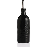 Sweejar Ceramic Olive Oil Dispenser Bottle, 20 Oz Relief Opaque Oil Cruet Protects Oil To Reduce Oxidation, Suitable For Storage Oil, Vinegar, Soy Sauce, Coffee Syrup, Liquids, Set Of 1 (Black)