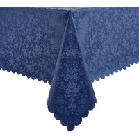 Romanstile Rectangle Vinyl Tablecloth,100% Waterproof Heavy Duty Oil Spill Proof Stain Resistant Plastic Pu Table Cover With Flannel Backing For Kitchen, Dining (Rose Navy Blue, 54 X 78)