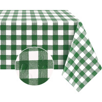Romanstile Rectangle Vinyl Pvc Tablecloth, 100% Waterproof Buffalo Plaid Plastic Table Cloth, Oil Proof Heavy Duty Wipeable Table Covers For Dining/Camping/Picnic/Outdoor - 52 X 70, Green And White