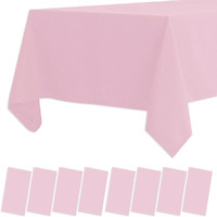 8 Pack Pink Plastic Table Covers - Waterproof, Oil-Proof, Light Weight - 54 X 108 In - Bbq, Picnic, Birthday, Wedding Parties
