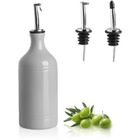 Sweejar Ceramic Olive Oil Dispenser Bottle, Opaque Oil Cruet Protects Oil To Reduce Oxidation, Suitable For Storage Oil, Vinegar, Coffee Syrups & Other Liquids, Pack Of 1, 15.5 Fl Oz (Gray)