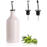 Sweejar Ceramic Olive Oil Dispenser Bottle, Opaque Oil Cruet Protects To Reduce Oxidation, Suitable For Storage Vinegar, Coffee Syrups & Other Liquids, Pack Of 1, 15.5 Fl Oz (Rose Pink)