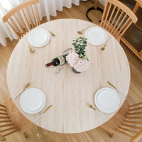Nlmuvw Round Fitted Vinyl Tablecloth With Elastic Edge 100% Waterproof Oil Proof Super Elastic Table Cloth Wipe Clean Table Cover For Indoor And Outdoor, Light Wood, 37""- 54""