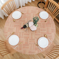Nlmuvw Round Fitted Vinyl Tablecloth With Elastic Edge 100% Waterproof Oil Proof Super Elastic Table Cloth Wipe Clean Table Cover For Indoor And Outdoor, Square Wood, 37""- 54""