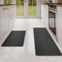 Ydkgl Kitchen Mats For Floor Water And Oil Absorbent Runner Rugs For Kitchen, Kitchen Mat In Front Of Sink,Non-Slip Kitchen Rugs,Durable Imitation Linen Kitchen Rug Black 17X30+17X47