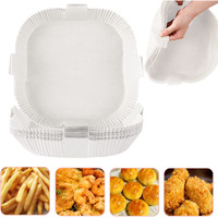 Parchment Square Cooking Paper, Non-Stick, Baking Roasting Food Grade Paper For Microwave Oven, Frying Pan, Oil-Proof, Water-Proof(50Pcs 7.9 Inch White)