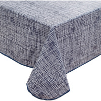 Heavy Duty Vinyl Tablecloth With Flannel Backing Waterproof Oil-Proof Plastic Table Cloth Stain-Resistant Wipeable Rectangle Or Square Table Cover For Indoor And Outdoor (Blue Striped,52X70 Inch)