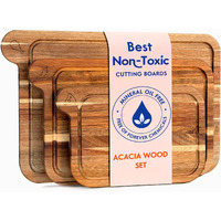 Non Toxic Cutting Boards - Cutting Board Set Free Of Mineral Oil, Made Of Fsc Acacia Wood - Cutting Boards For Kitchen - Includes 3 Chopping Boards. By Ziruma