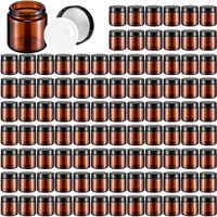 Norme 120 Pcs 4 Oz Glass Jars With Lids Leakproof Round Airtight Empty Cosmetic Jars With Inner Liners Lid For Storing Lotions Powder Ointments Candle Making Tins (Black,Amber)
