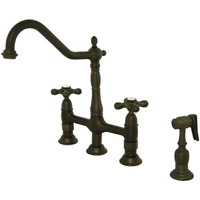 Kingston Brass Ks1275Axbs Heritage Bridge Kitchen Faucet, 8-3/4"" Spout Reach, Oil Rubbed Bronze