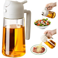 Sweet View 16Oz/470Ml Oil Dispenser And Oil Sprayer, Glass Olive Oil Pourer For Kitchen, Air Fryer, Cooking, Salad, Bbq (White)