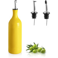 Sweejar Large Ceramic Olive Oil Dispenser Bottle, Opaque Oil Cruet Protects Oil To Reduce Oxidation, Suitable For Storage Oil, Vinegar, Soy Sauce & Other Liquids, Pack Of 1, 24 Fl Oz (Yellow)