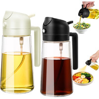 Lutitasd Oil Dispenser For Kitchen, 2 In 1 Oil Sprayer Bottles, 470Ml Oil Sprayer For Cooking Olive Oil Spray Bottle, Oil Spray Glass Bottle For Air Fryer, Salad, Bbq (Black+White)