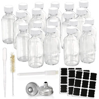 Z-Synka 2Oz Small Glass Bottles With Lids,60Ml Boston Round Wellness Shot Bourbon Whiskey Sample Bottles 2Oz For Liquor,Juices,Sauces,Essential Oils,Hot Sauce,Leak Proof 20 Pack