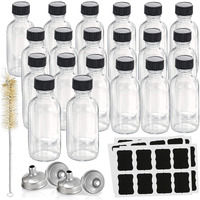 Hadatido 20Pack 4Oz Glass Bottles With Caps,Wellness Shot Jar Sample Bottles For Bourbon Whiskey,Liquor,Potion,Oils,Vanilla Extract,Tincture,Hot Sauce,Syrup,Juice,With Funnels,Labels,Brush,No Leakag