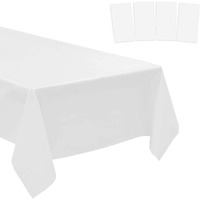 4 Pack Plastic Tablecloths Disposable Table Covers Plastic Table Cloths For Bbq Picnic Birthday Wedding Parties Waterproof And Oil-Proof Table Cloth Light Weight Thin White Tablecover 54 X 108 In