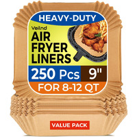 Vailnd Air Fryer Disposable Paper Liners 9Inch Square, 125Pcs Non-Stick Food Grade Air Fryer Parchment Paper, Oil Resistant & Waterproof Baking Liner For 8-12 Qt Air Fryer Oven