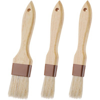 3 Pcs Pastry Brush, Natural Bristle Basting Brush, Cooking Brush, Food Brush, Butter Brush, Baster Brush, Bbq Brushes For Sauce, Kitchen Baking Brushes For Oil, Grilling, Marinade
