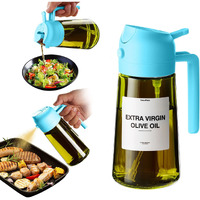 Trendplain - Original 16Oz/470Ml Olive Oil Dispenser Bottle For Kitchen Gadgets And Air Fryer Accessories - Olive Oil Sprayer For Cooking W/Stickers - Sky Blue