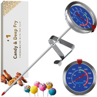 Craft911 Candy Thermometer With Pot Clip -Essential For Cooking - 8"" Deep Fry Oil Thermometer - Blue