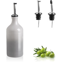 Sweejar Ceramic Olive Oil Dispenser Bottle, Opaque Oil Cruet Protects Oil To Reduce Oxidation, Suitable For Storage Vinegar, Coffee Syrups & Other Liquids, Pack Of 1, 15.5 Fl Oz (Gradient Fog Gray)