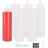 Belinlen 6 Pack 32 Oz Squeeze Bottles For Sauces Plastic Condiment Squeeze Bottles, Wide Mouth With Caps, Perfect For Ketchup, Bbq, Condiments, Oil, Icing, Liquids