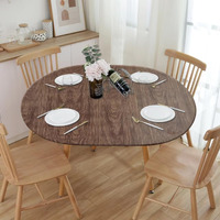 Nlmuvw Oval Tablecloth Fitted Vinyl With Elastic Edge 100% Waterproof Oil Proof Super Elastic Table Cloth Wipe Clean Table Cover For Indoor And Outdoor, 42""- 65"", Dark Wood