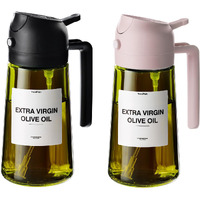 Trendplain - Original 16Oz/470Ml Olive Oil Dispenser Bottle For Kitchen Gadgets And Air Fryer Accessories - Olive Oil Sprayer For Cooking W/Stickers - Black&Peach