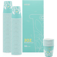 Tixmelp 100 Pack 3 Oz Bathroom Paper Cups, Disposable Paper Cups, Mouthwash Cups, Hot/Cold Beverage Drinking Cups, Ideal For Bathroom(Leaves)