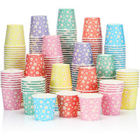 Sawysine 300 Count 3 Oz Disposable Small Paper Cups For Bathroom, Mouthwash, Coffee & More Mini Cups For Supermarket, Birthday Party, Travel, Picnic & Bbq(Daisy Style)