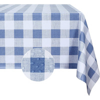 Romanstile Rectangle Plastic Tablecloth, 100% Waterproof Oil-Proof Checkered Pvc Table Cloth, Heavy Duty Vinyl Table Cover For Dining, Camping, Picnic, Outdoor - 52 X 70 Inch, Light Blue And White