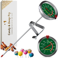 Candy Thermometer With Pot Clip - Deep Fry Oil Thermometer For Frying And Candle Making - Green