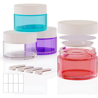 4Pack 1 Oz, Small Colored Glass Cosmetic Candle Jars With White Lids, Empty Refillable Travel Container For Cream,Lotions, Powders,Salves,Slime Storage,With Lables And Inner Liners (4, Mixed)