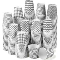 Sawysine 300 Count 5Oz Disposable Paper Cups For Bathroom, Mouthwash, Espresso, Small Snacks, And Party Drinking Cup For Hot Cold Water, Coffee, Juice(Geometric Gray Style)