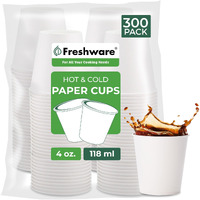 Freshware Coffee Cups 4 Oz [300 Pack] Disposable Paper Cups For Mouthwash Cups, Hot Paper Coffee Cup, Ideal For Bathroom Cup