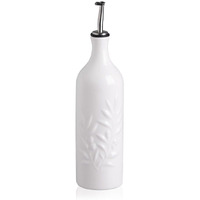 Sweejar Large Ceramic Olive Oil Dispenser Bottle, 24 Oz Relief Opaque Oil Cruet Protects Oil To Reduce Oxidation, Storage Oil, Vinegar, Soy Sauce, Coffee Syrup, Liquids, Set Of 1 (White)