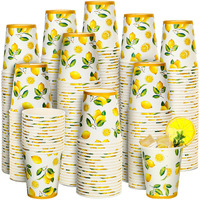Umigy 100 Pcs Lemonade Paper Cups Disposable Lemonade Stand Cups Bathroom Mouthwash Drinking Disposable Cups For Summer Party Picnics Barbecues Traveling Hot Cold Beverage Water Juice (8 Oz)